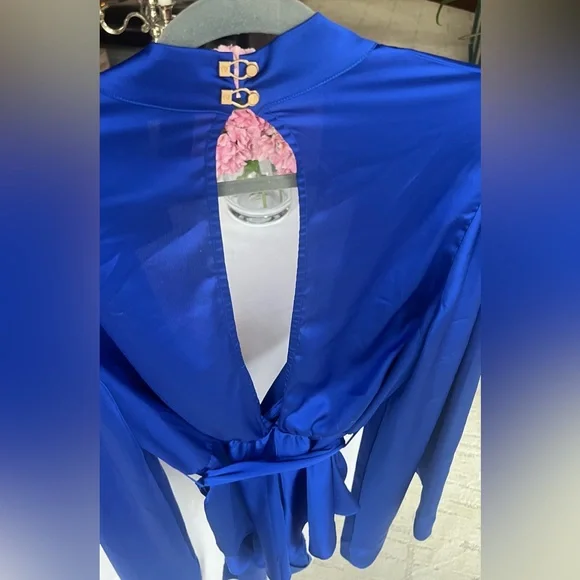 Honey Birdette Sapphire Blue Satin Romper - Picture 6 of 10